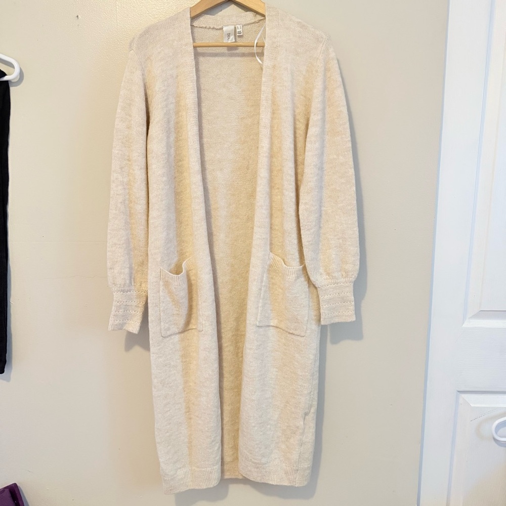 Ya Los Angeles Light Beige Open Front Cardigan